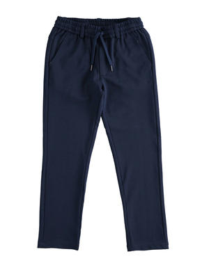 Regular fit jacquard fabric trousers BLUE