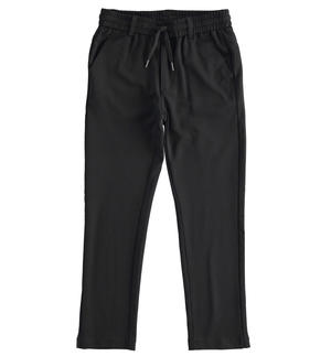 Regular fit jacquard fabric trousers BLACK