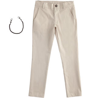 Long trousers for boys with key ring BEIGE