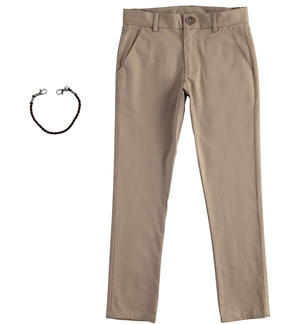 Long trousers for boys with key ring GREY