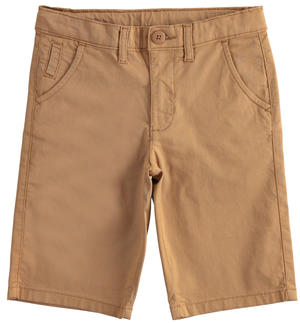 Slim fit twill trousers for boy BROWN