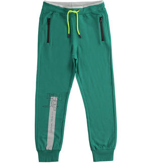 100% cotton baby tracksuit trousers with rubberised zips GREEN