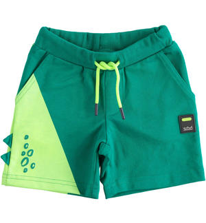 100% cotton shorts for boy with ridge GREEN