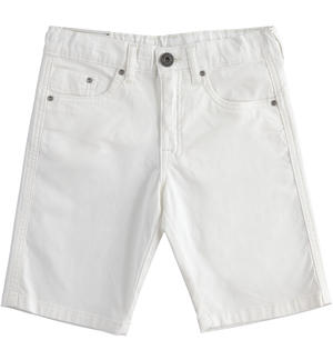 Slim fit cotton short trousers for boys WHITE