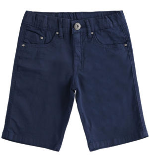 Slim fit cotton short trousers for boys BLUE