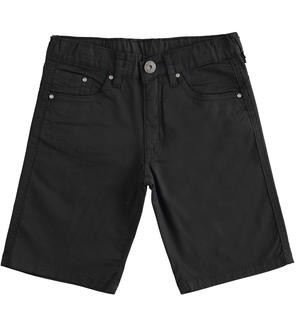 Slim fit cotton short trousers for boys BLACK