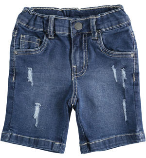 Stretch denim short trousers for boys BLUE