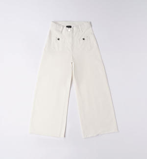 Pantaloni larghi ragazza PANNA
