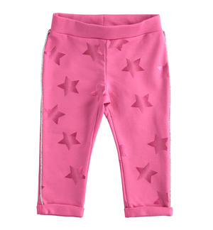 Girl's tracksuit trousers with star print PINK