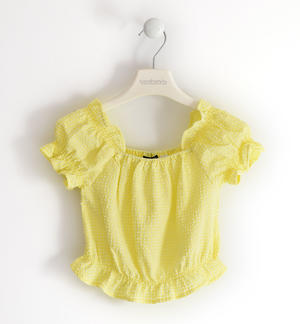 Particular shirt with elastic and curl for little girl YELLOW