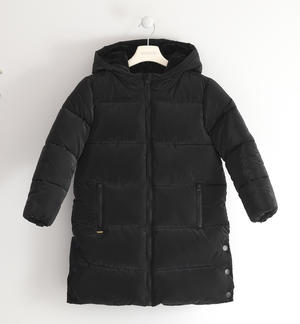 Girl's long winter padded jacket BLACK