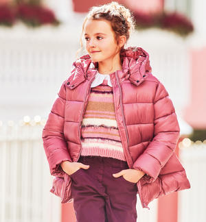 Girl's padded jacket with hood PINK