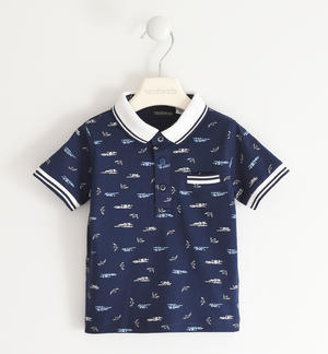 100% cotton girls¿ short-sleeve polo shirt with seagulls BLUE