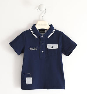 100% cotton girls¿ short-sleeve polo shirt with breast pocket BLUE