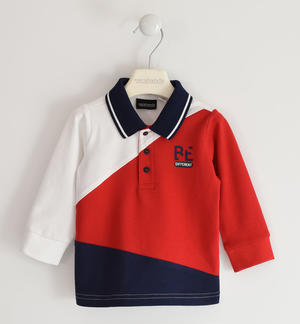 Long-sleeved polo shirt for boys 100% cotton with embroidery RED
