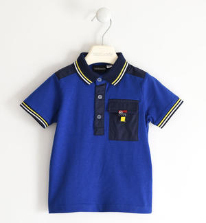 100% cotton boy polo shirt with nylon inserts BLUE