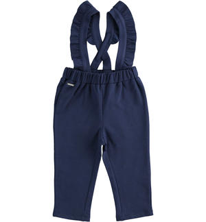 Girl's dungarees with frills BLUE