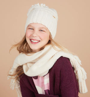 Sciarpa ragazza con frange BEIGE