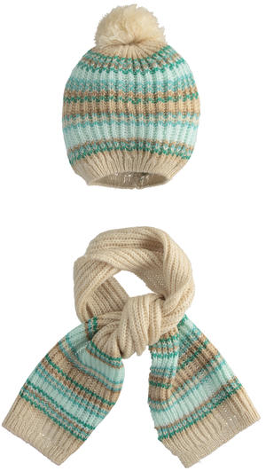 Girl's hat and scarf set BEIGE