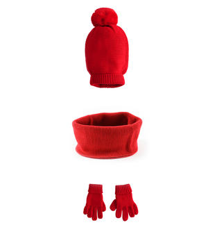 Girl's hat, scarf and gloves set RED