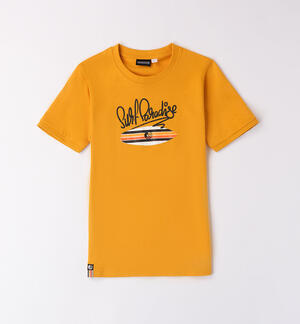 Boys' 100% yellow cotton T-shirt