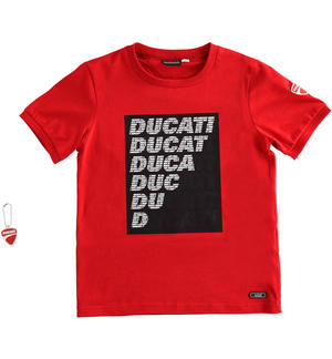100% cotton boy T-shirt with Sarabanda meets Ducati print RED