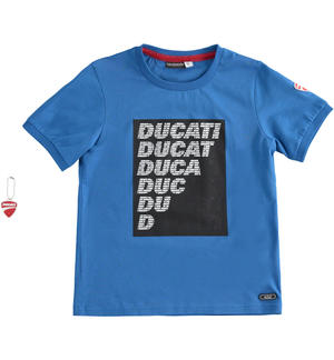 100% cotton boy T-shirt with Sarabanda meets Ducati print BLUE