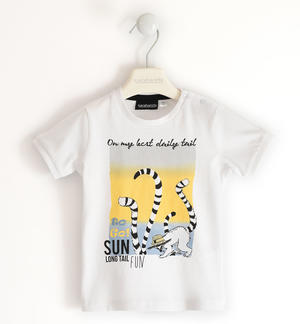 T-shirt 100% cotone per bambino con grande stampa BIANCO