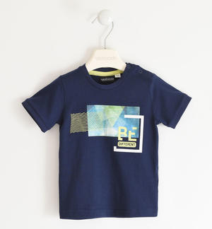 100% cotton T-shirt for boys with big print BLUE