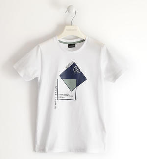 T-shirt 100% cotone per bambino con stampe diverse BIANCO