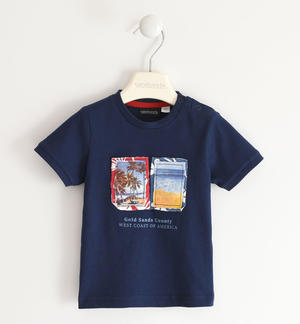 100% cotton T-shirt for boys with photographic print BLUE