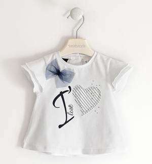 Girl¿s t-shirt with tulle bow WHITE