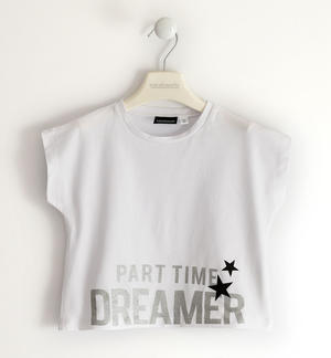 Girl t-shirt with glitter and stars WHITE