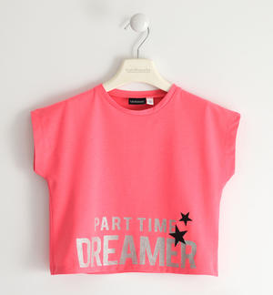Girl t-shirt with glitter and stars RED