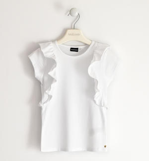 Girls¿ t-shirt with ruffles WHITE