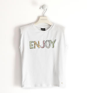 Girl t-shirt with ¿enjoy¿ lettering WHITE
