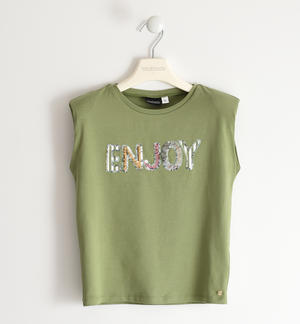 Girl t-shirt with ¿enjoy¿ lettering GREEN