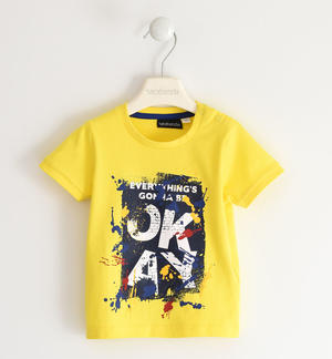 100% cotton t-shirt with colourful print YELLOW