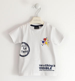 100% cotton t-shirt with patch WHITE