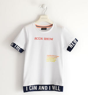 100% cotton boy's t-shirt with lettering inserts WHITE