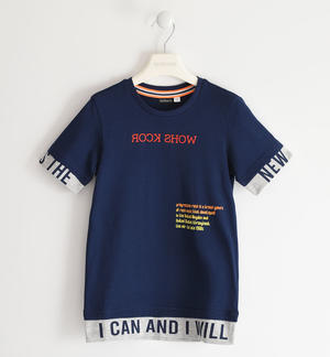 T-shirt bambino 100% cotone inserti con scritte BLU