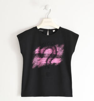 T-shirt for girls with different prints BLACK