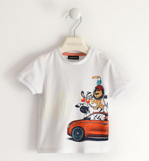 Fiat Nuova 500 organic cotton T-shirt for boys with photosensitive print WHITE