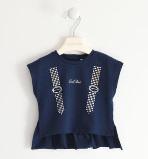 T-shirt for girls with gathered flounce BLUE