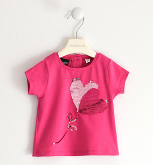 T-shirt for little girl with sequin balloons or butterfly FUCHSIA