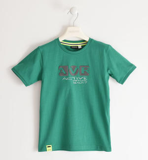 100% cotton T-shirt for boys with different prints GREEN