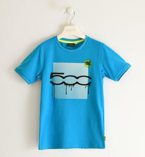 T-shirt for boys with embossed 500 print LIGHT BLUE