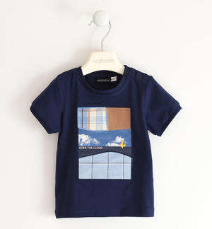T-shirt per bambino con stampa e applicazioni BLU