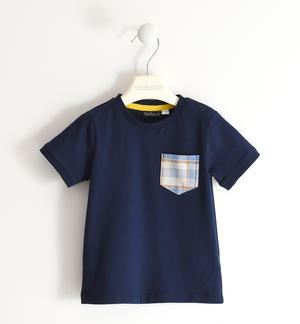 T-shirt for boy with patterned pocket BLUE