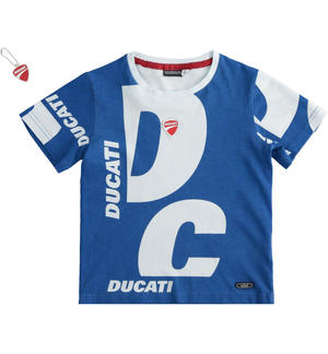 Boy T-shirt with Sarabanda meets Ducati print BLUE